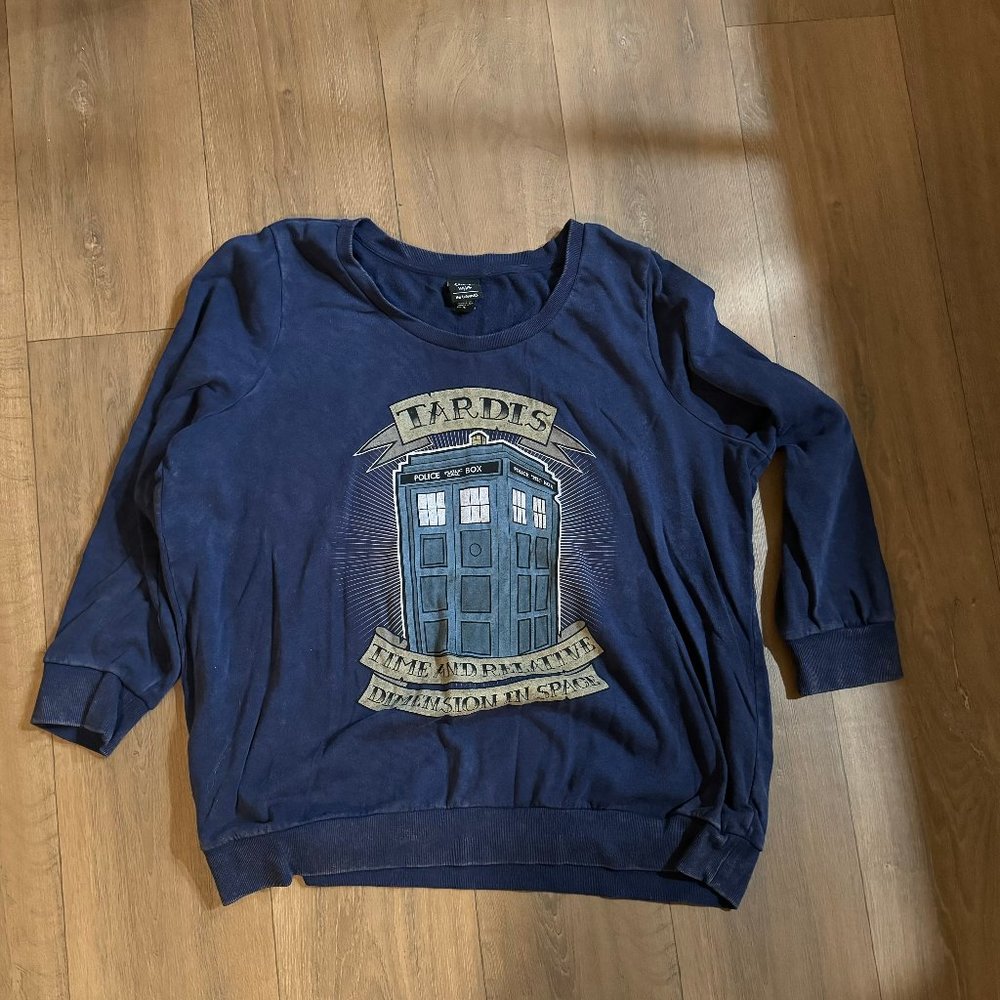 Her Universe Doctor Who Tardis Crewneck Sweater